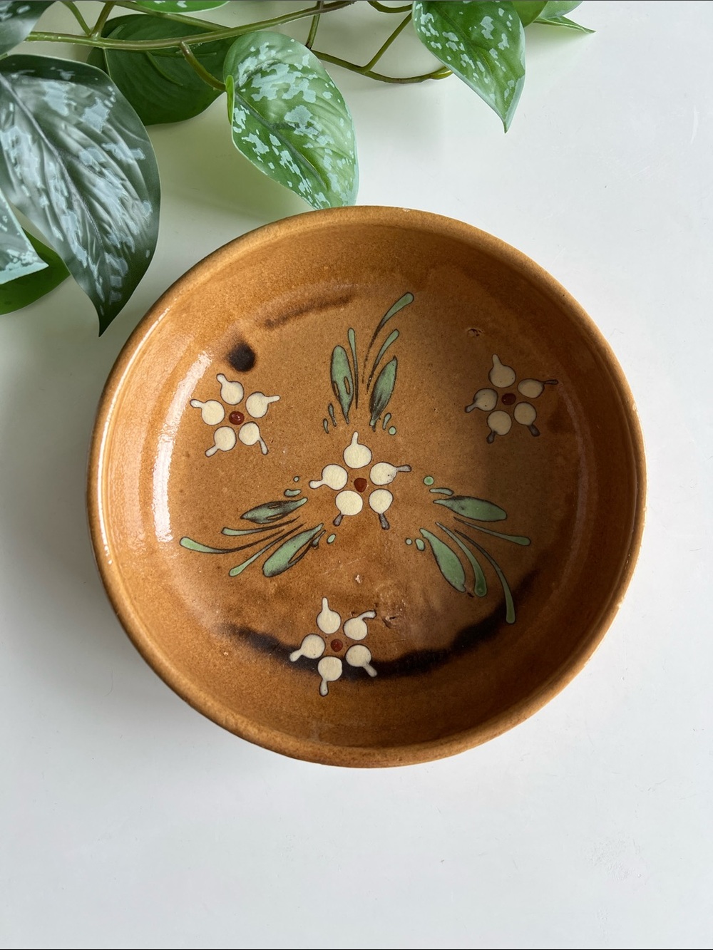Vintage Floral Pottery Bowl Catchall Decor Soufflenheim